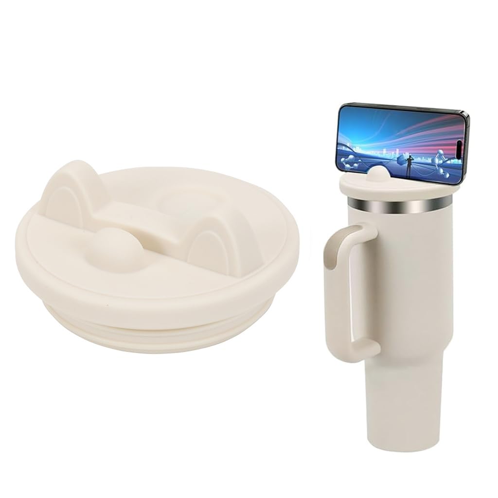 HASTHIP Silicone Tumbler Lid for 40oz Stanley Water Cup Replacement Silicone Cup Lid with Intergrated Phone Holder & Straw Opening with Flip-top Closure Leaking Proof Tumbler Lid for 40oz Stanley Cup HASTHIP Silicone Tumbler Lid for 40oz Stanley Water Cup Replacement Silicone Cup Lid with Intergrated Phone Holder & Straw Opening with Flip-top Closure Leaking Proof Tumbler Lid for 40oz Stanley Cup